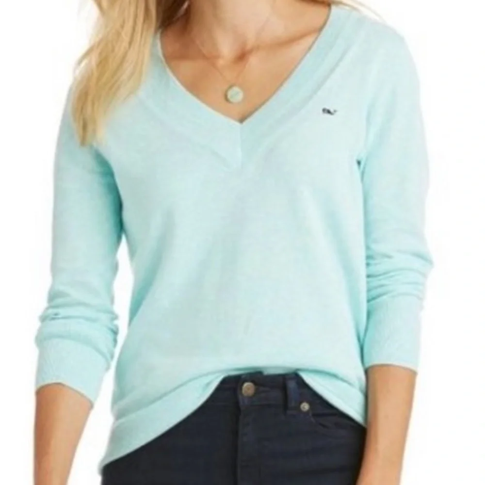 Vineyard Vines Turquoise baby blue V neck fitted sweater, XS - Picture 9 of 9